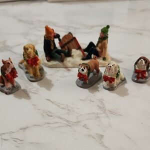 Department 56 Holiday Dog Figurine Set with Red and Green Accents